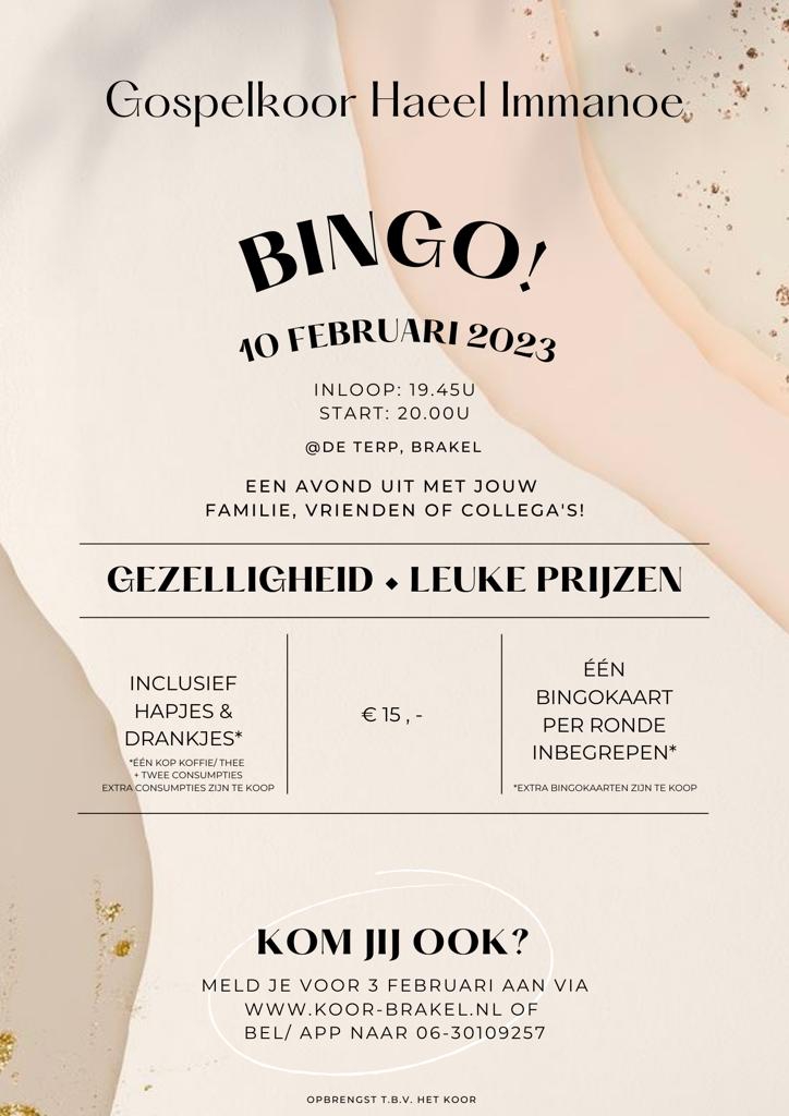Koor Haeel Immanoe – Bingo 10-febr-’23